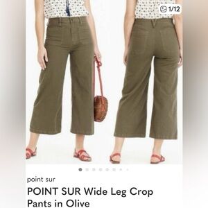 Point Sur Olive Green Cropped, Wide Leg Pants​